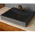 Rectangle honed natural black lava trough sink